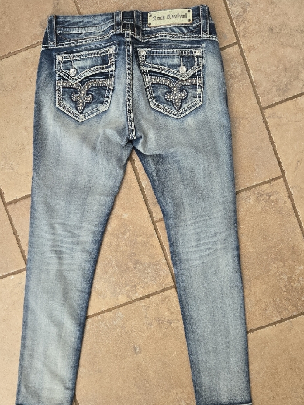 Rock Revival Embellished Ankle Skinny Jeans - Faded Blue - Picture 2 of 6